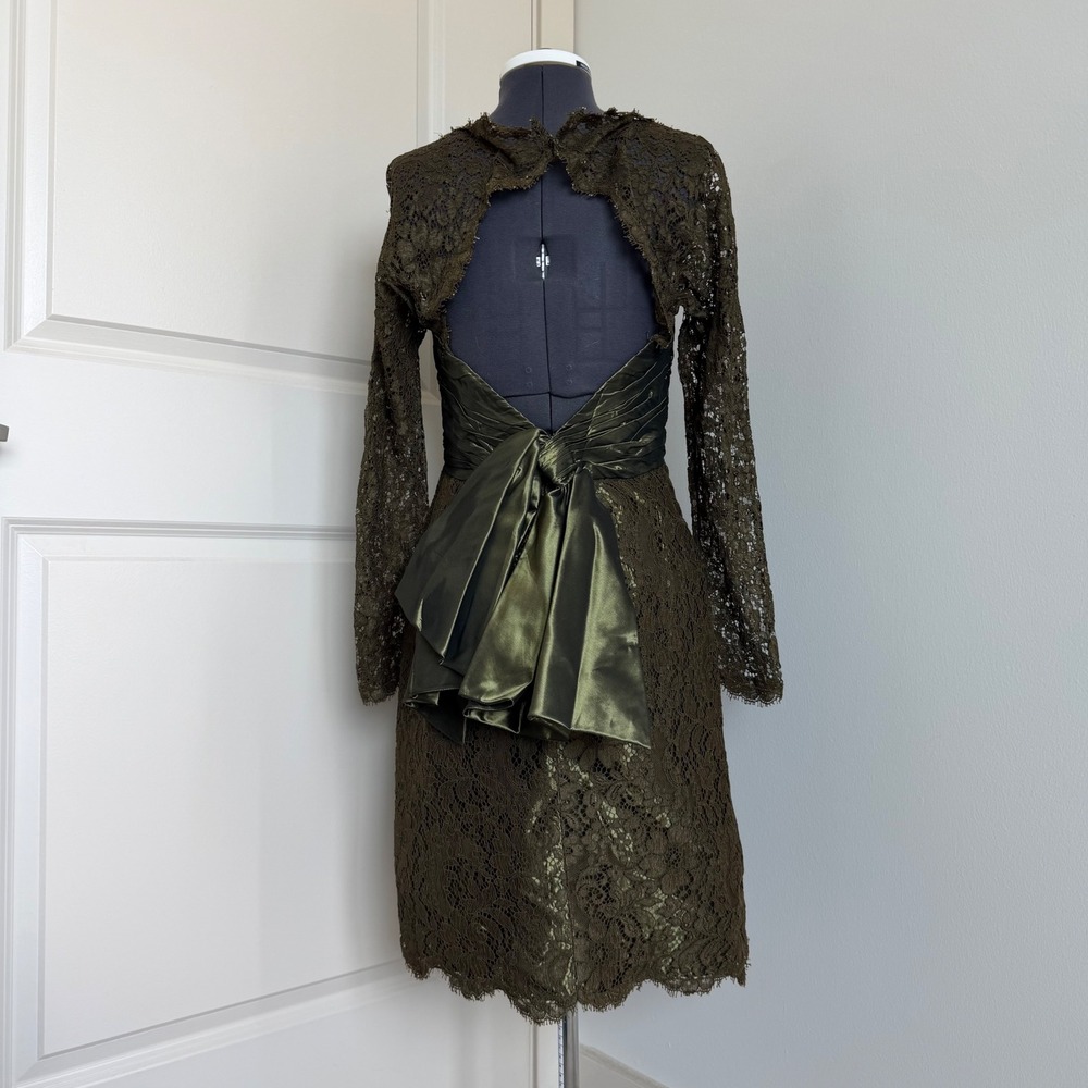 Vintage Neiman Marcus Candice Frairberger Paris Green Lace Dress Size 10